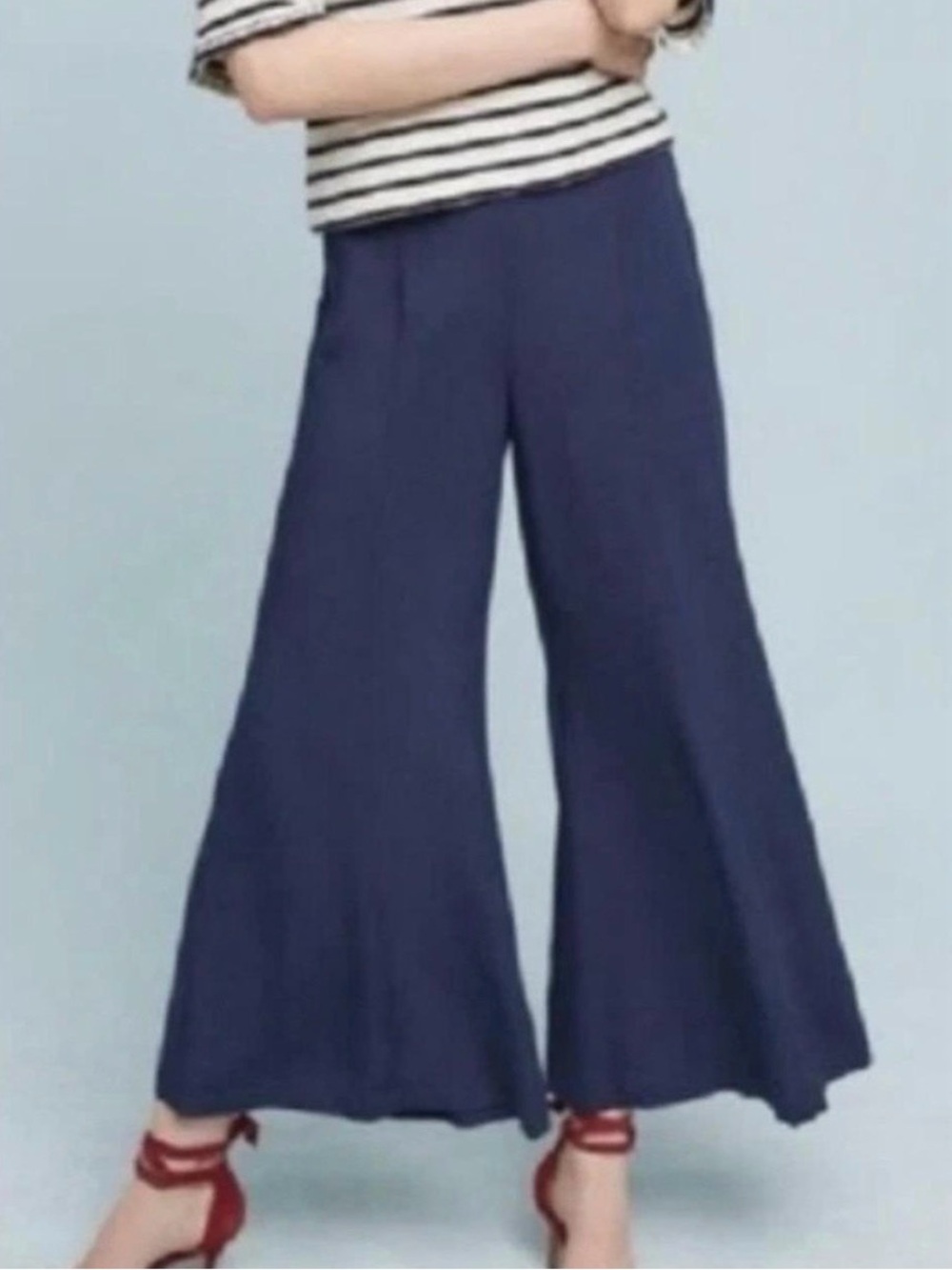 Maeve by Anthropologie Navy High Rise Wide-Leg Lightweight Palazzo Pants